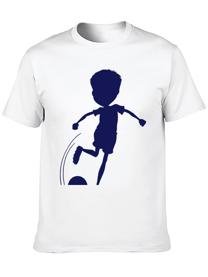 Boy Soccer Silhouette Black T-Shirt