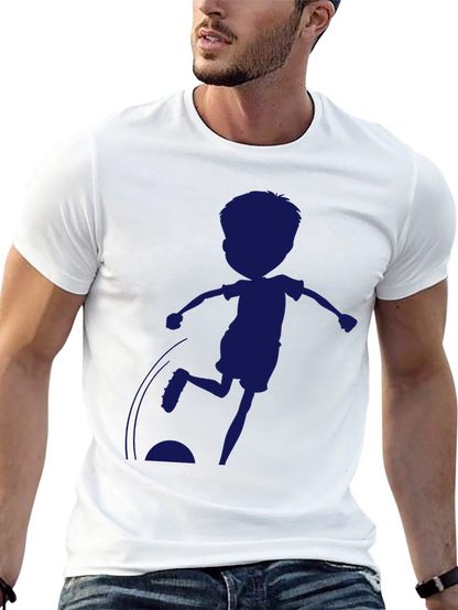 Boy Soccer Silhouette Black T-Shirt