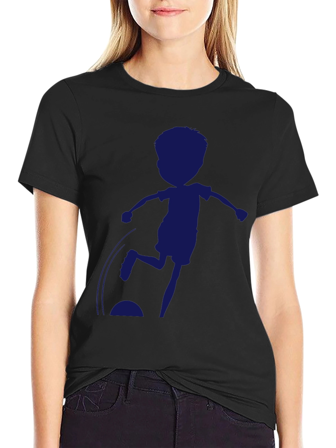 Boy Soccer Silhouette Black T-Shirt