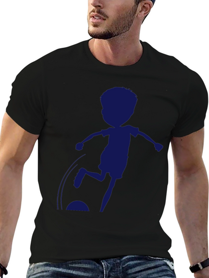 Boy Soccer Silhouette Black T-Shirt
