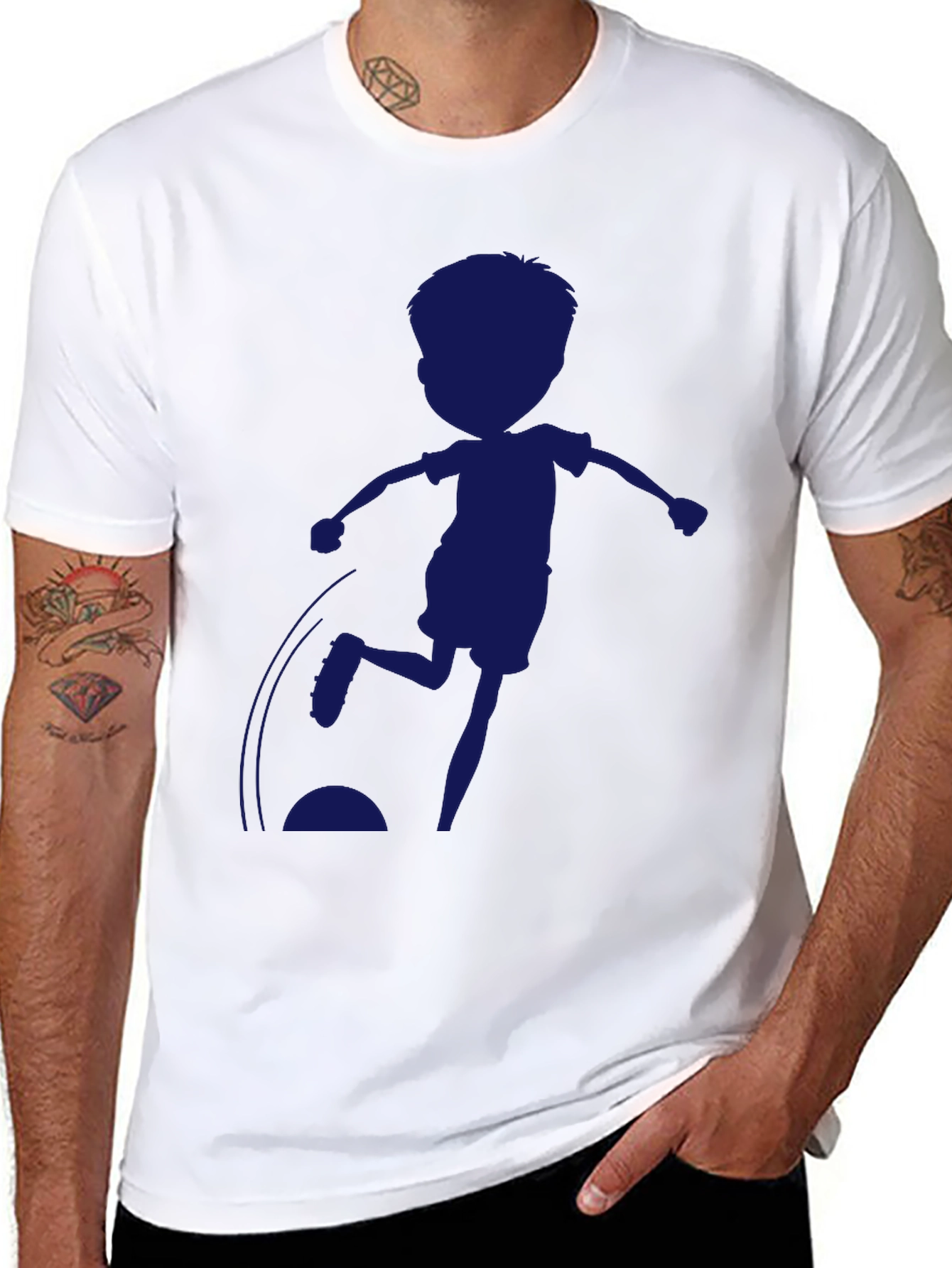 Boy Soccer Silhouette Black T-Shirt
