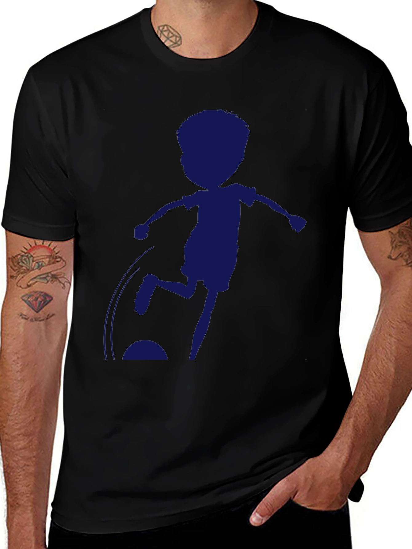 Boy Soccer Silhouette Black T-Shirt