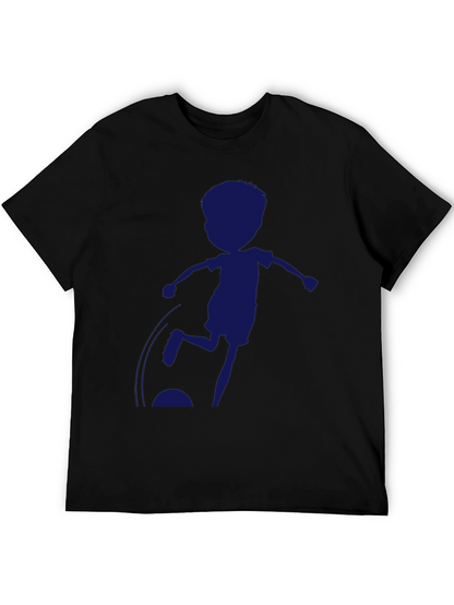 Boy Soccer Silhouette Black T-Shirt