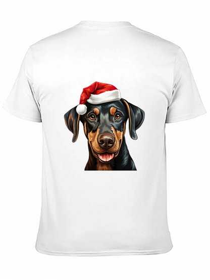 Dachshund Santa Hat Black T-Shirt