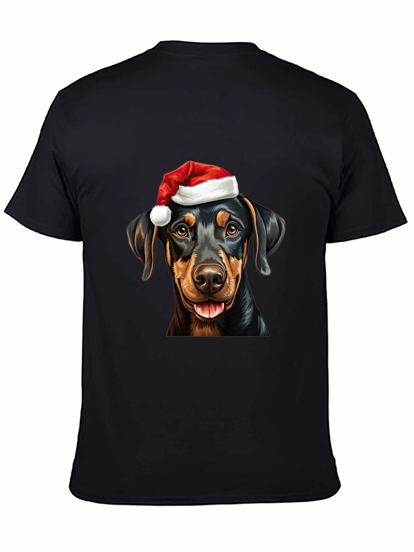 Dachshund Santa Hat Black T-Shirt
