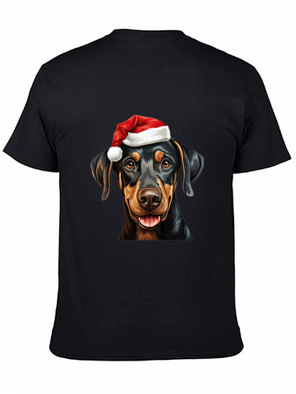 Dachshund Santa Hat Black T-Shirt