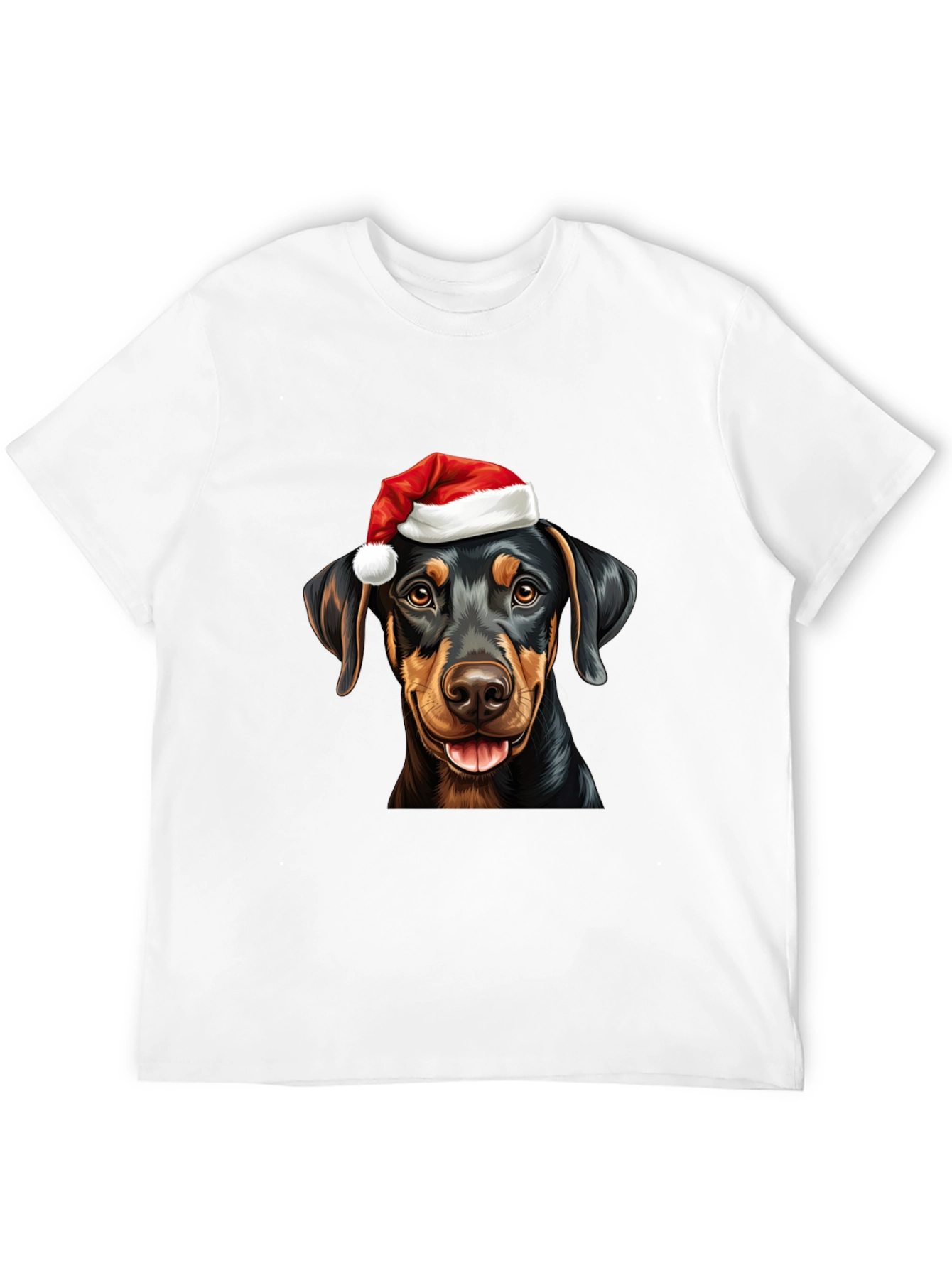 Dachshund Santa Hat Black T-Shirt