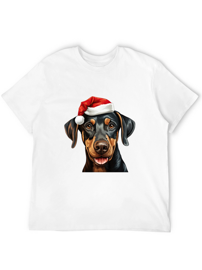 Dachshund Santa Hat Black T-Shirt
