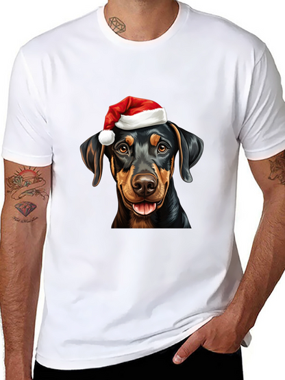Dachshund Santa Hat Black T-Shirt