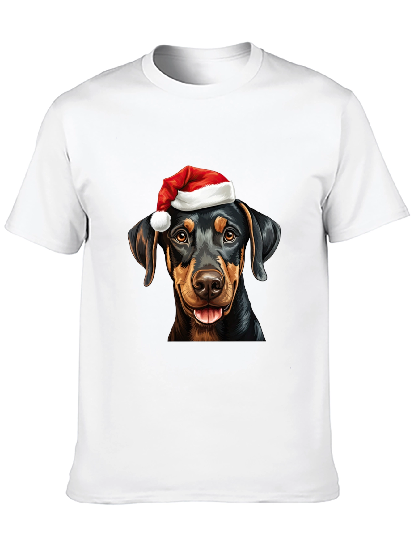 Dachshund Santa Hat Black T-Shirt