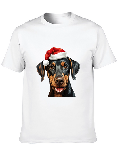 Dachshund Santa Hat Black T-Shirt