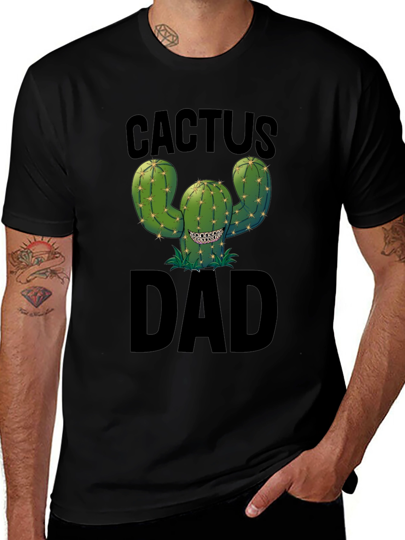 Cactus Dad Black Graphic Tee