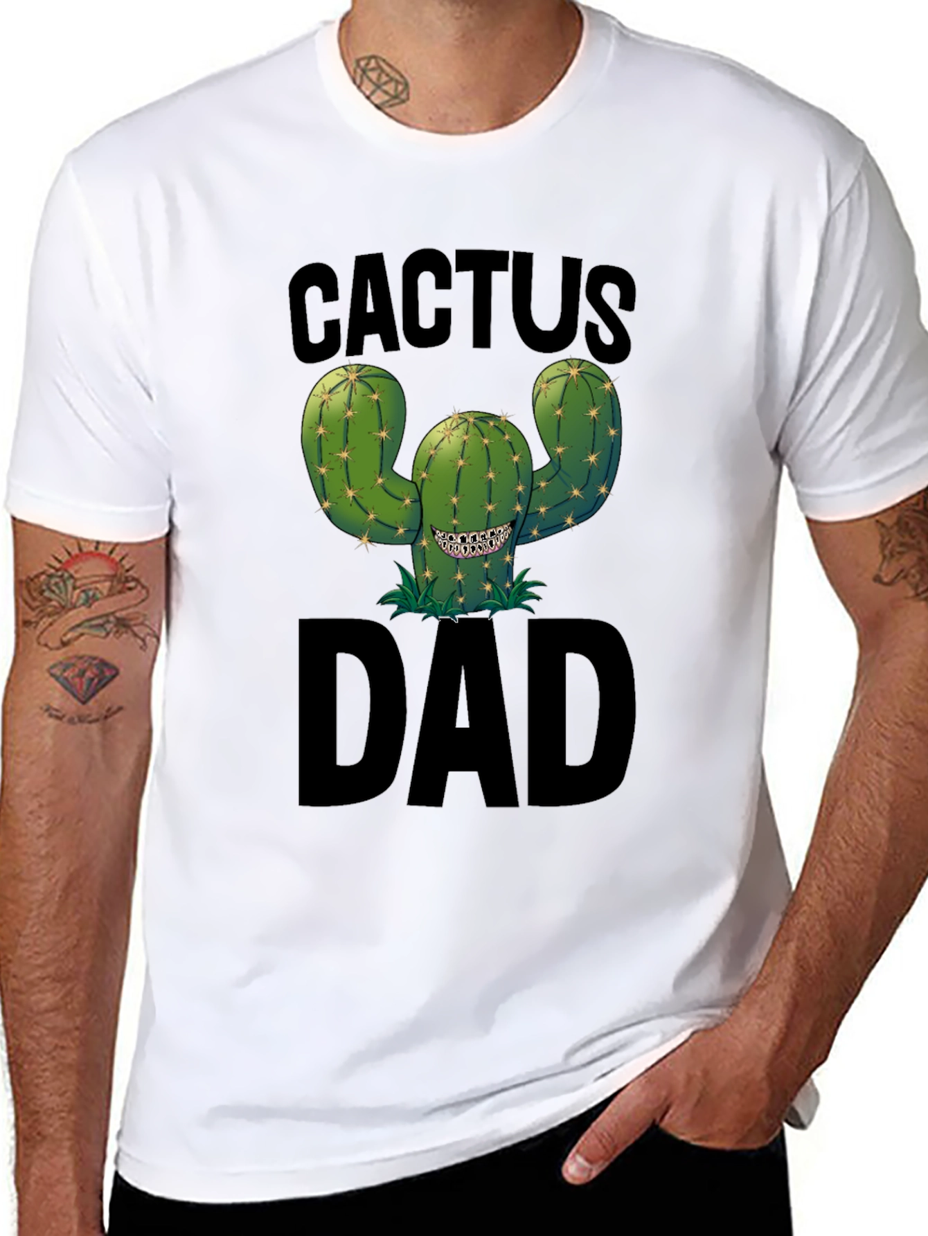 Cactus Dad Black Graphic Tee
