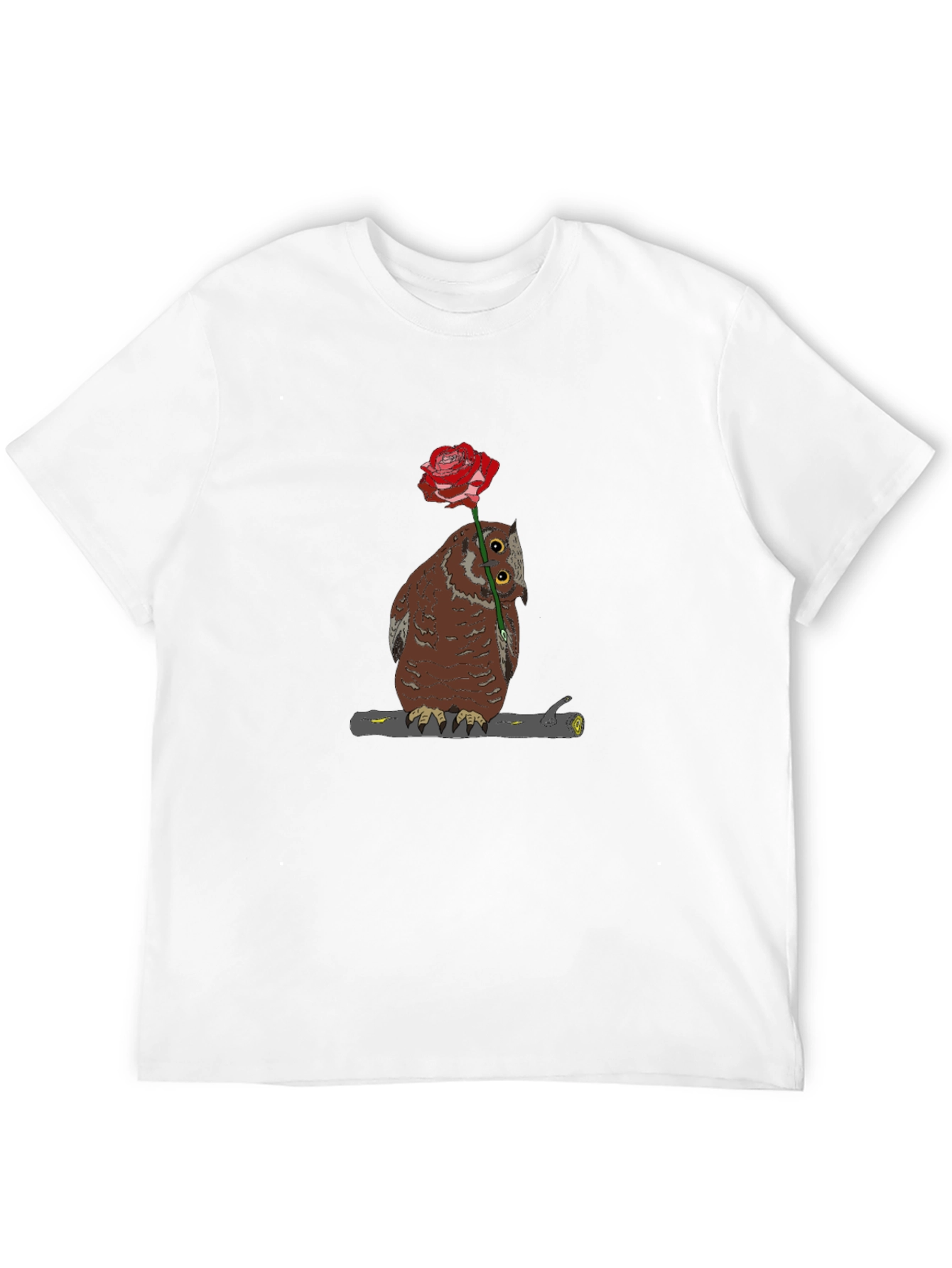 Owl with Rose Graphic T-Shirt - Unique Design