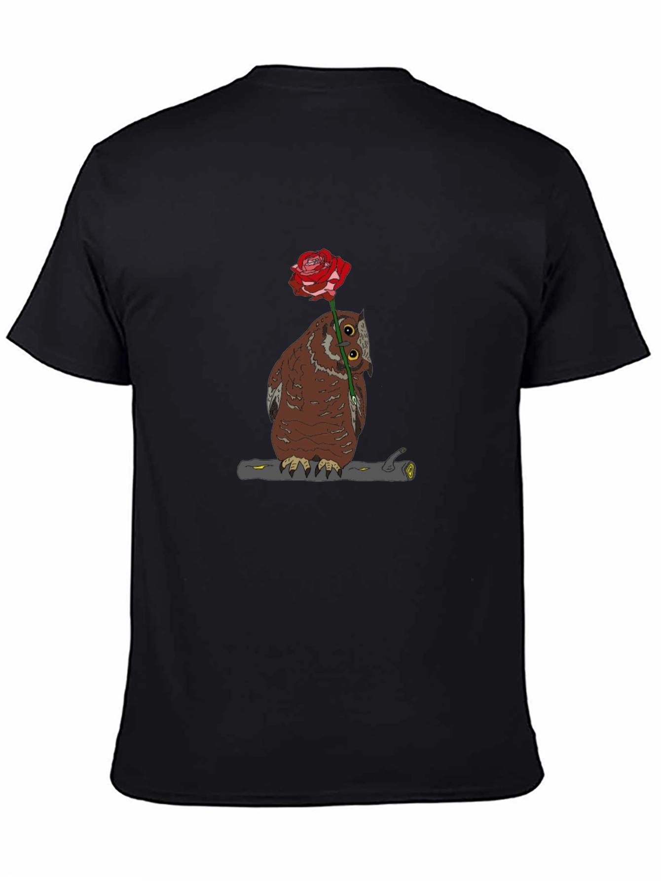 Owl with Rose Graphic T-Shirt - Unique Design