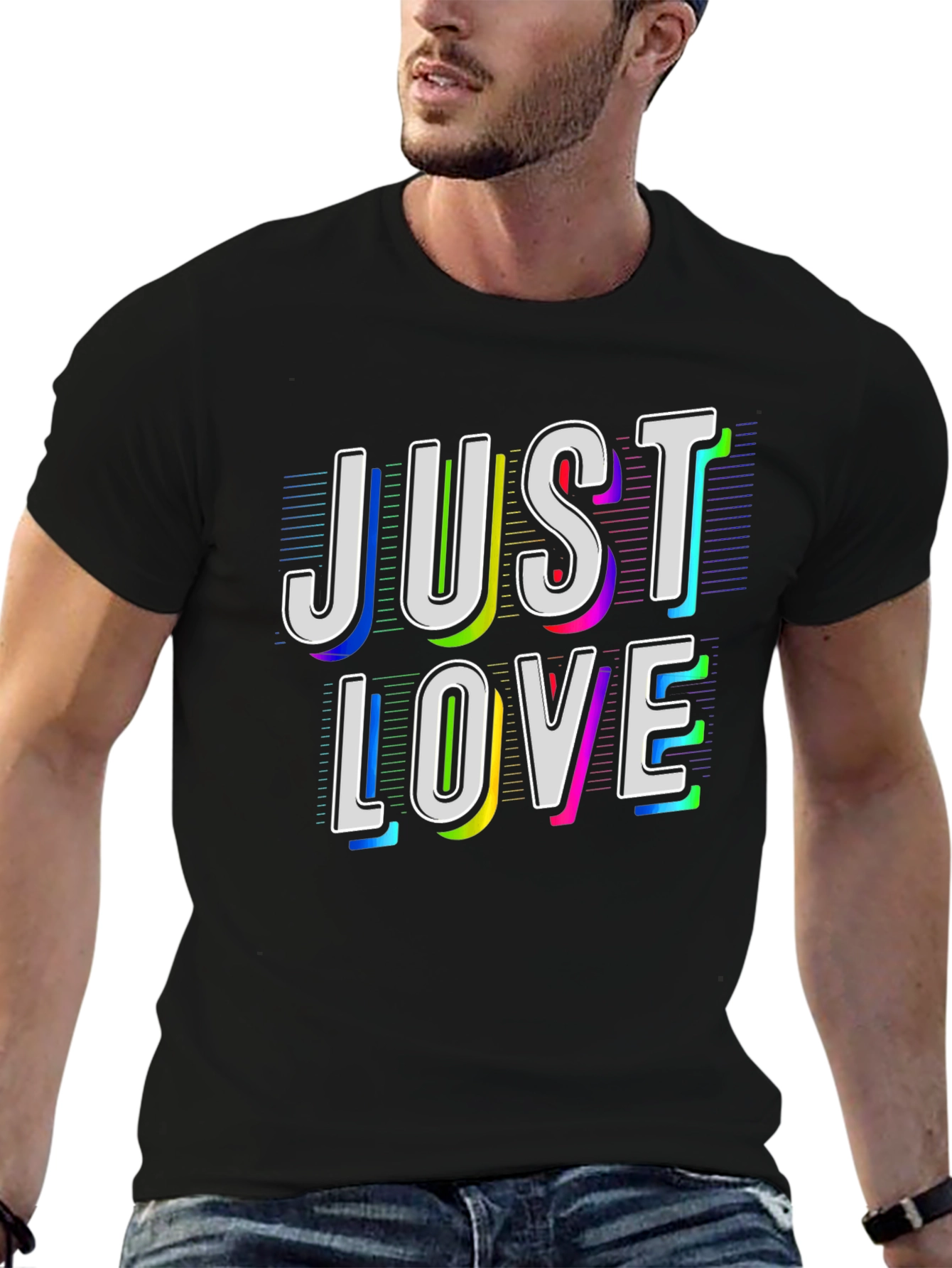 Just Love Graphic Tee - Black Cotton T-Shirt