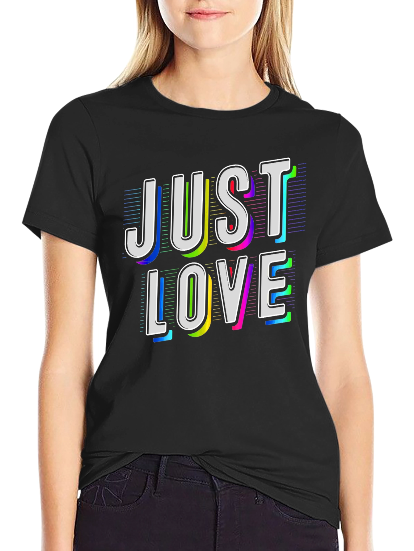 Just Love Graphic Tee - Black Cotton T-Shirt