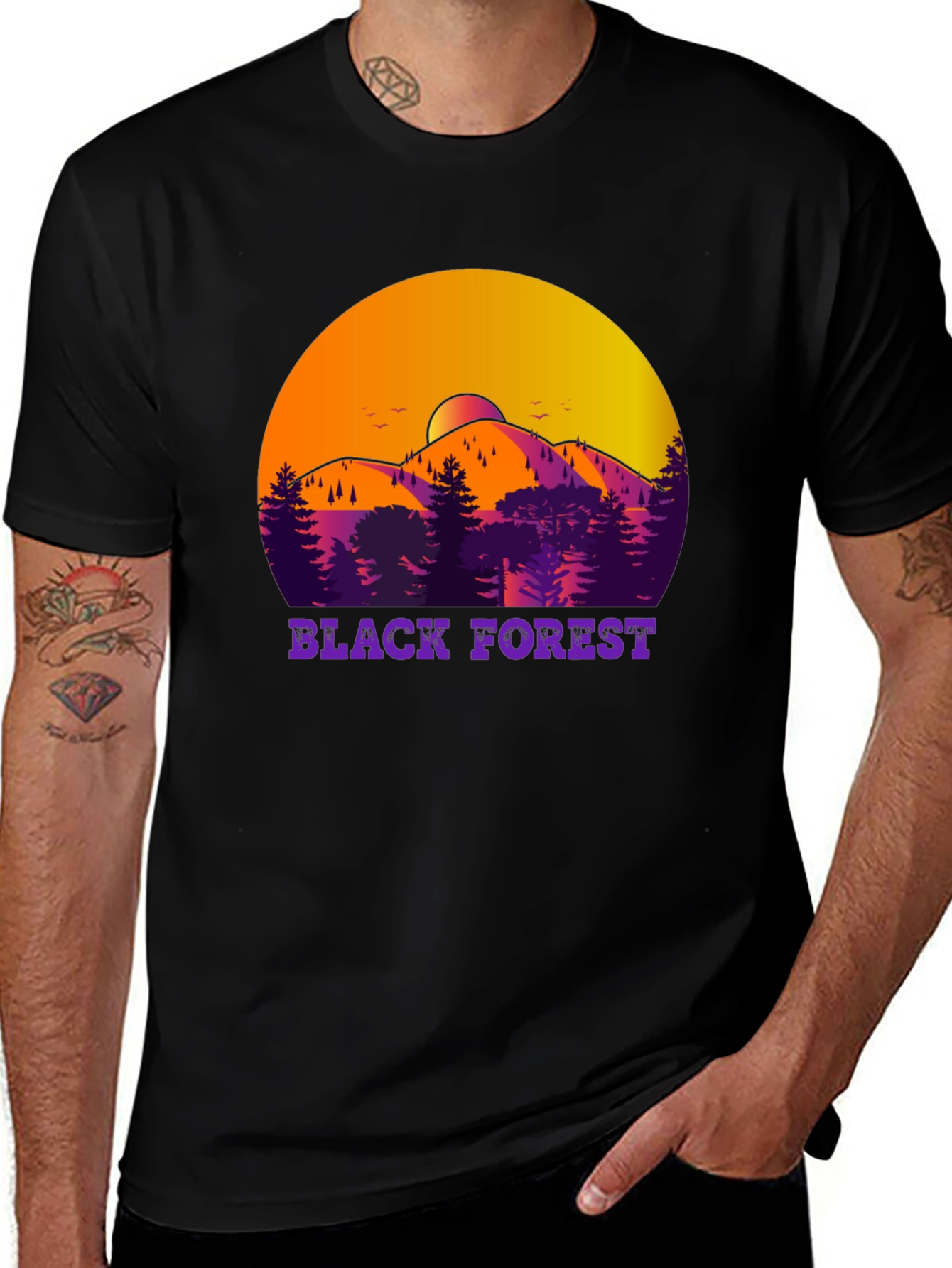 Black Forest T-Shirt - Mountain Scene Design