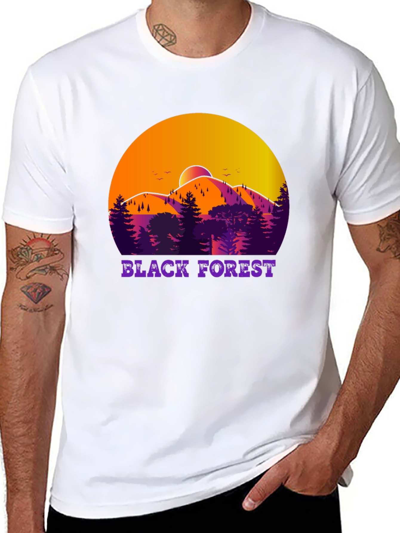 Black Forest T-Shirt - Mountain Scene Design