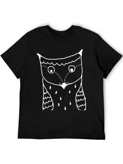 Mens Black T-Shirt with Owl Graphic