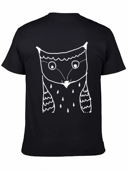 Mens Black T-Shirt with Owl Graphic