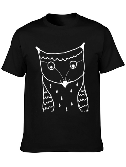 Mens Black T-Shirt with Owl Graphic