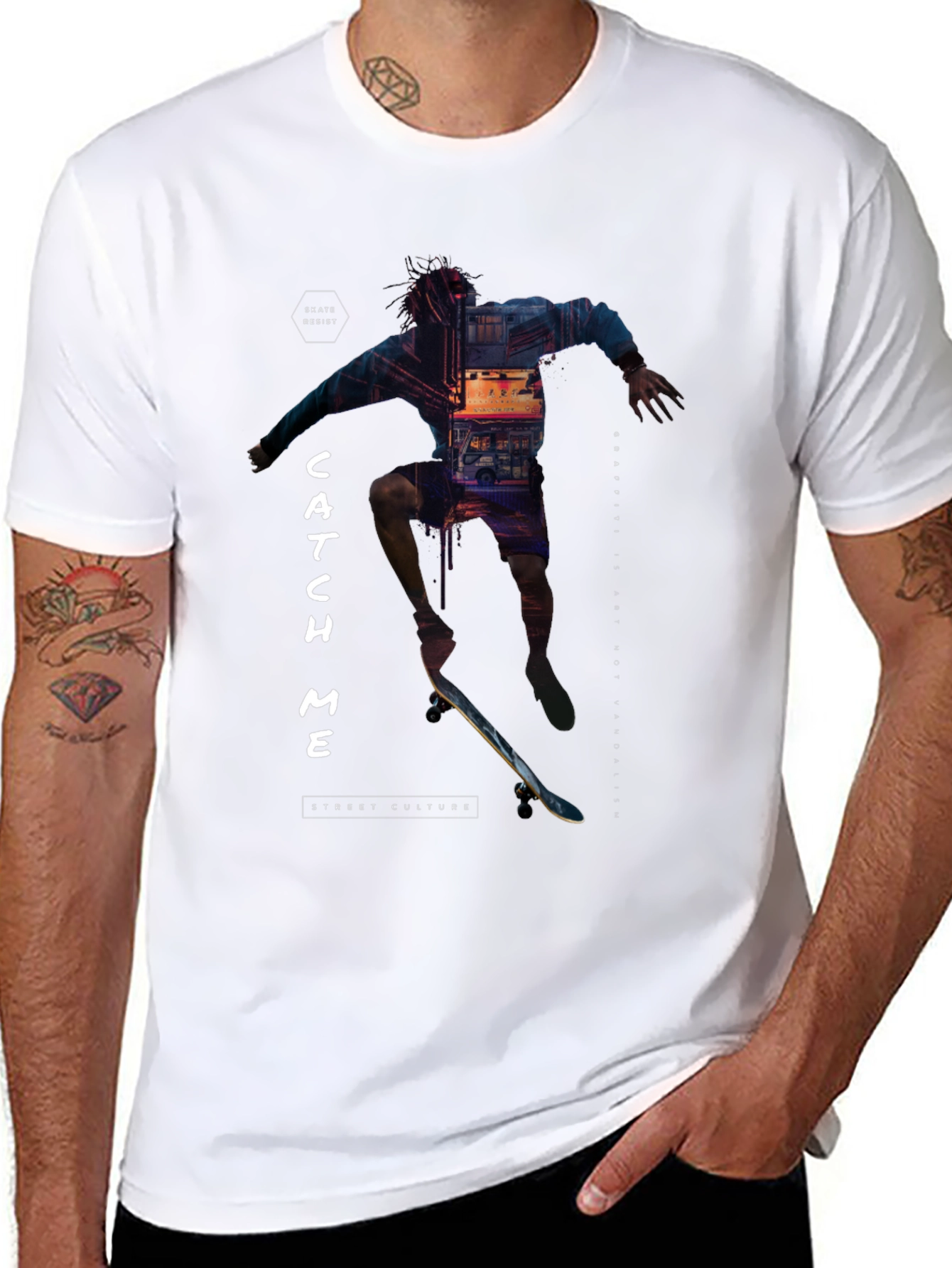 Skate Culture T-Shirt - Catch Me Black Tee