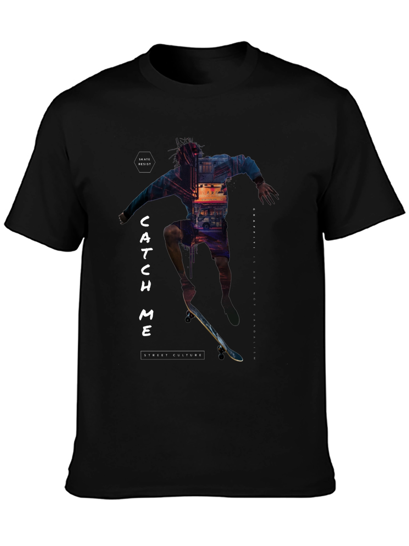 Skate Culture T-Shirt - Catch Me Black Tee