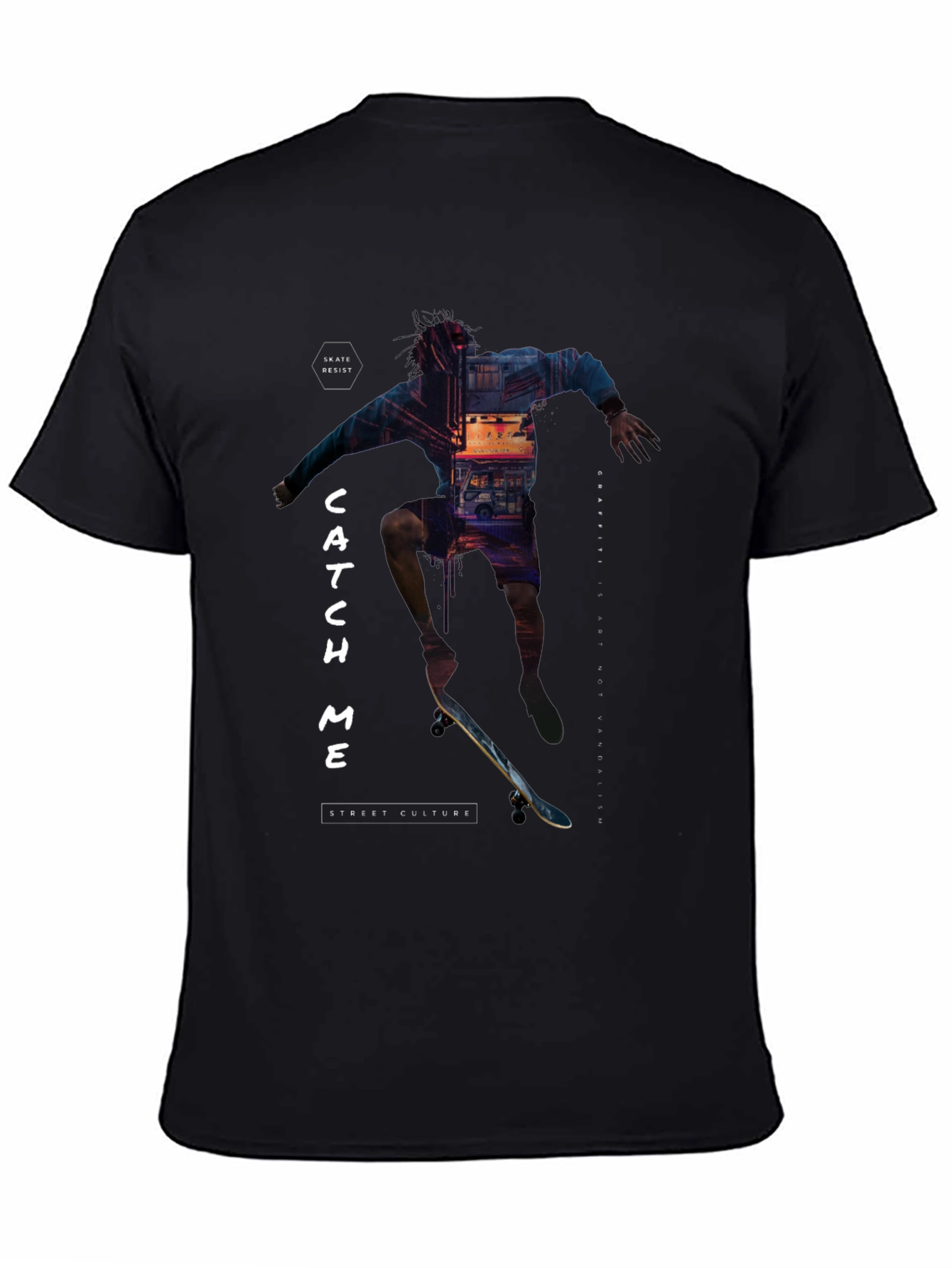 Skate Culture T-Shirt - Catch Me Black Tee
