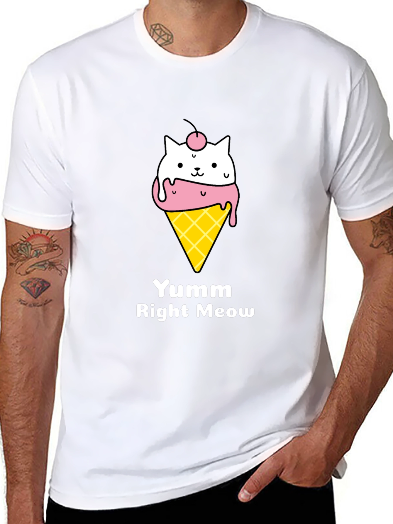Yumm Right Meow Cat Ice Cream T-Shirt