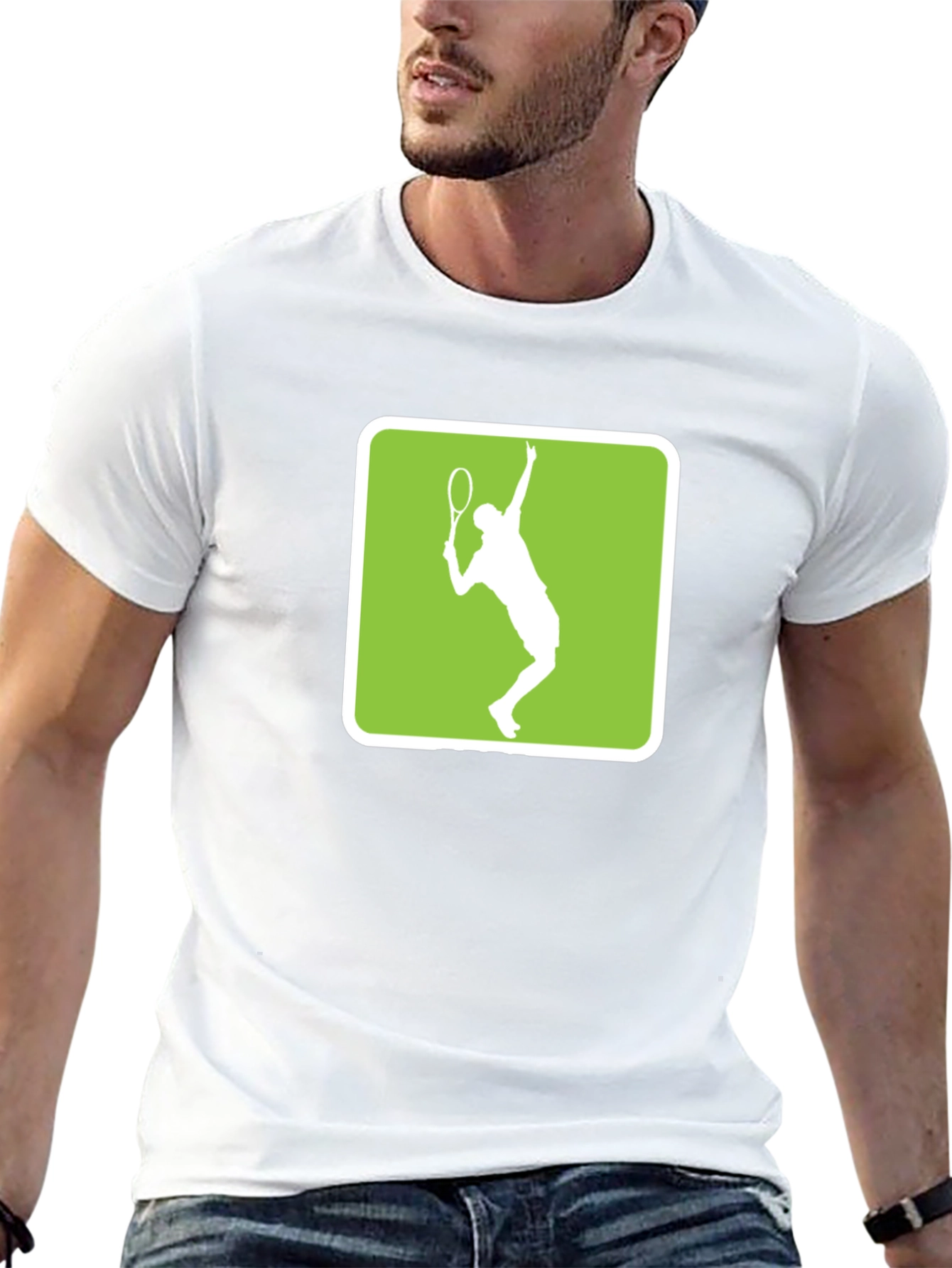 Tennis Player Graphic Tee - Black Cotton