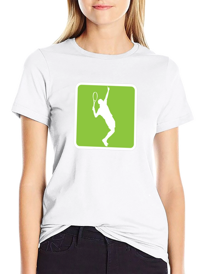 Tennis Player Graphic Tee - Black Cotton