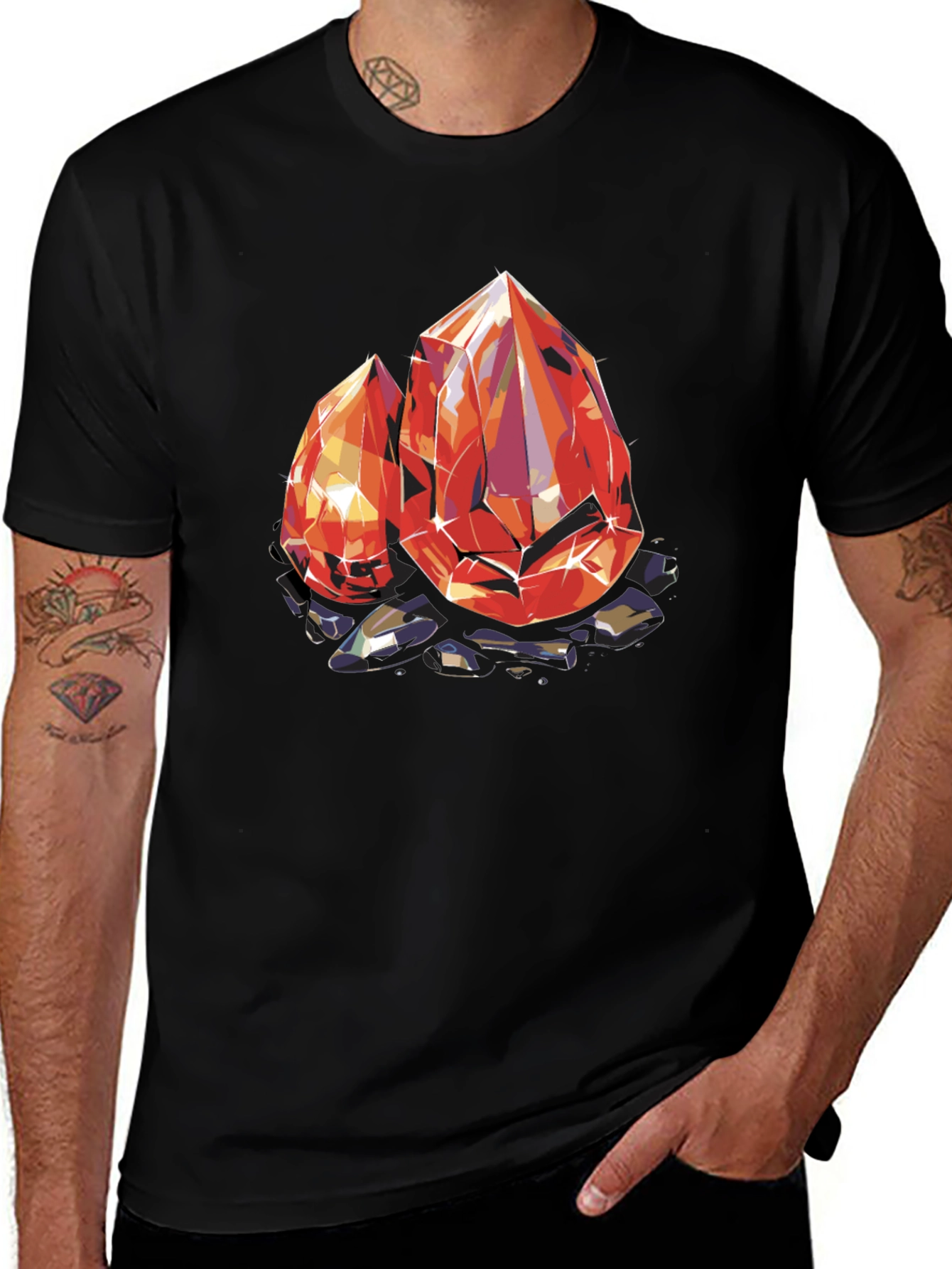 Gems Graphic Tee - Black Cotton Comfort