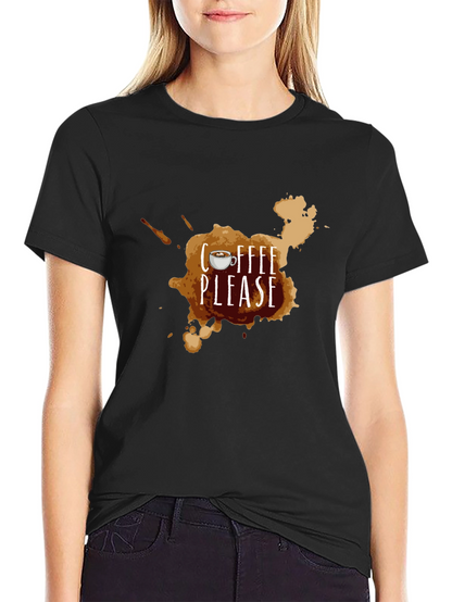 Coffee Please Graphic T-Shirt - Black Casual Tee