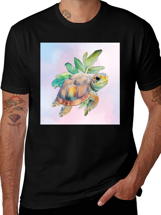 Turtle Graphic Tee - Unique Watercolor Design