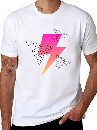 Retro Lightning Bolt Graphic Tee - Black