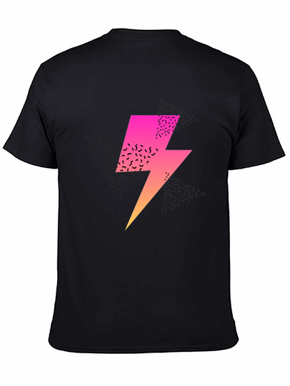 Retro Lightning Bolt Graphic Tee - Black