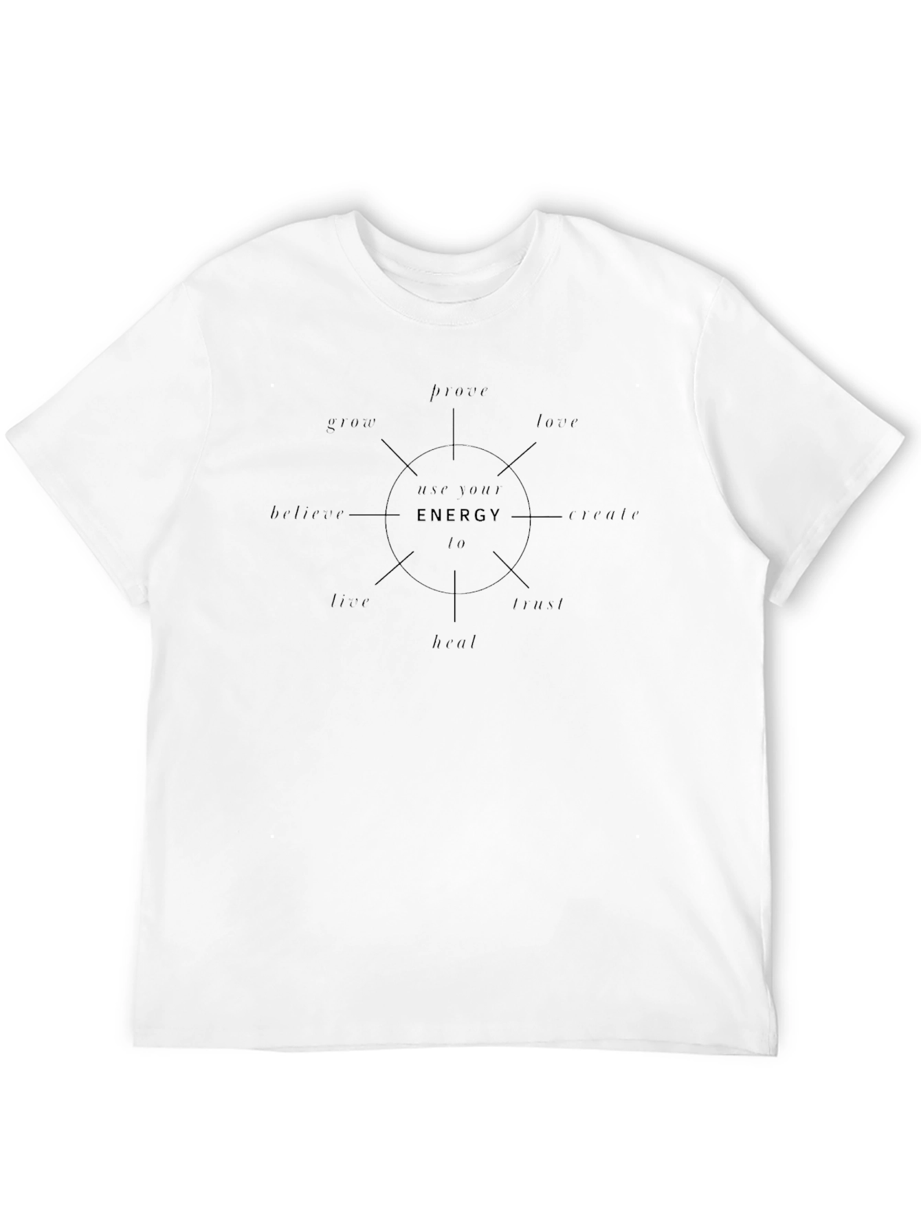 Black Crew Neck T-Shirt with Chakra Energy Graphic