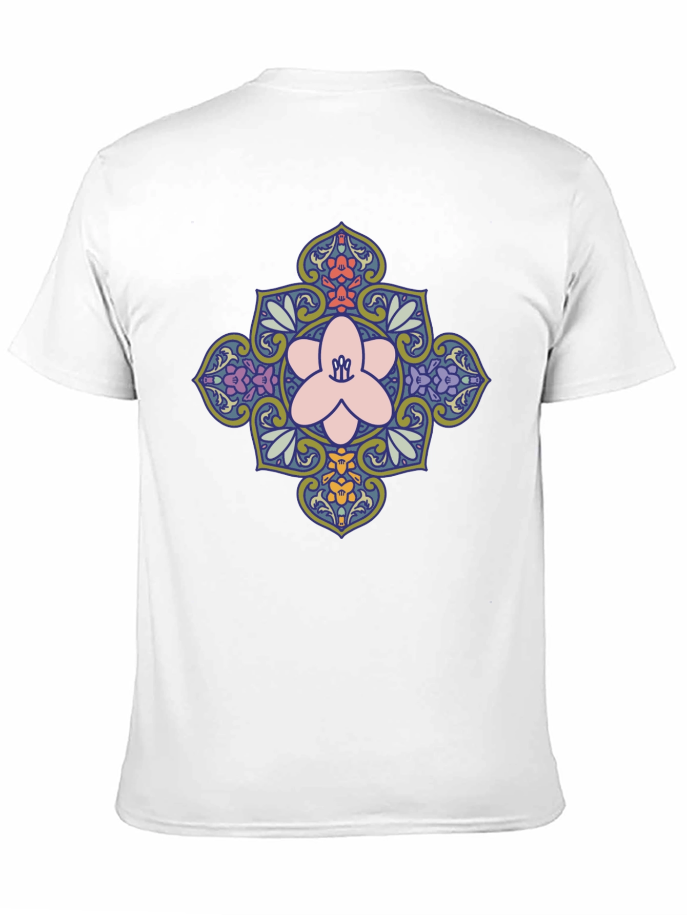 Floral Mandala Print Black T-Shirt