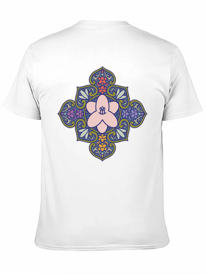 Floral Mandala Print Black T-Shirt