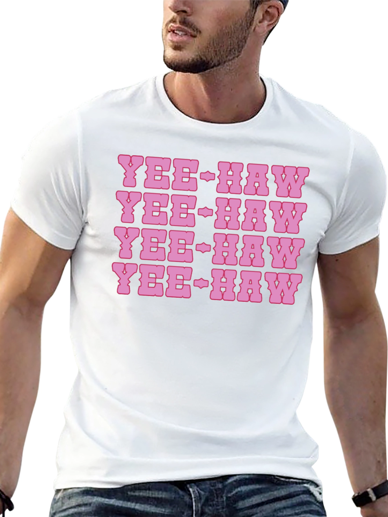 Yee-Haw Graphic Print Cotton T-Shirt