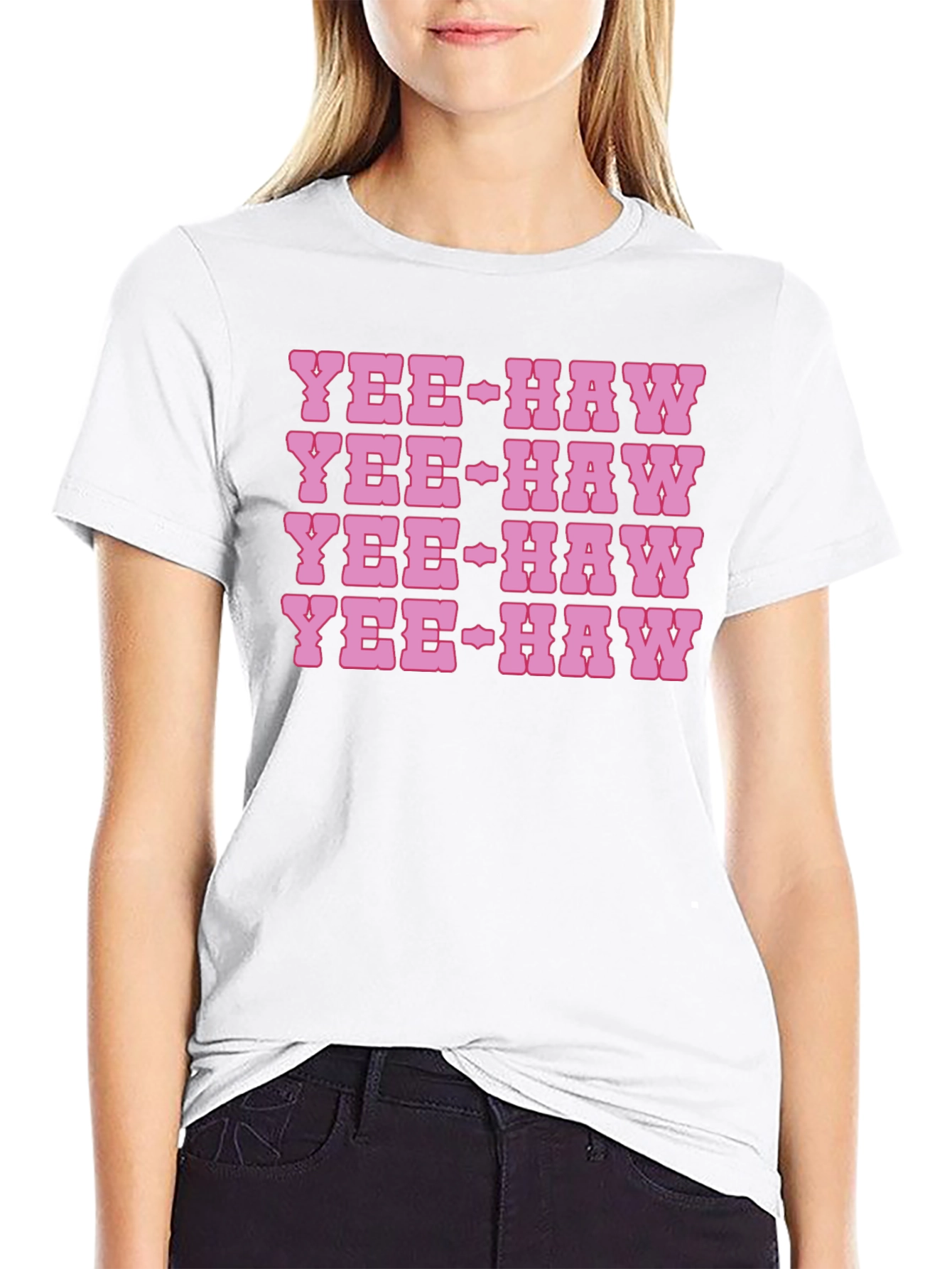 Yee-Haw Graphic Print Cotton T-Shirt