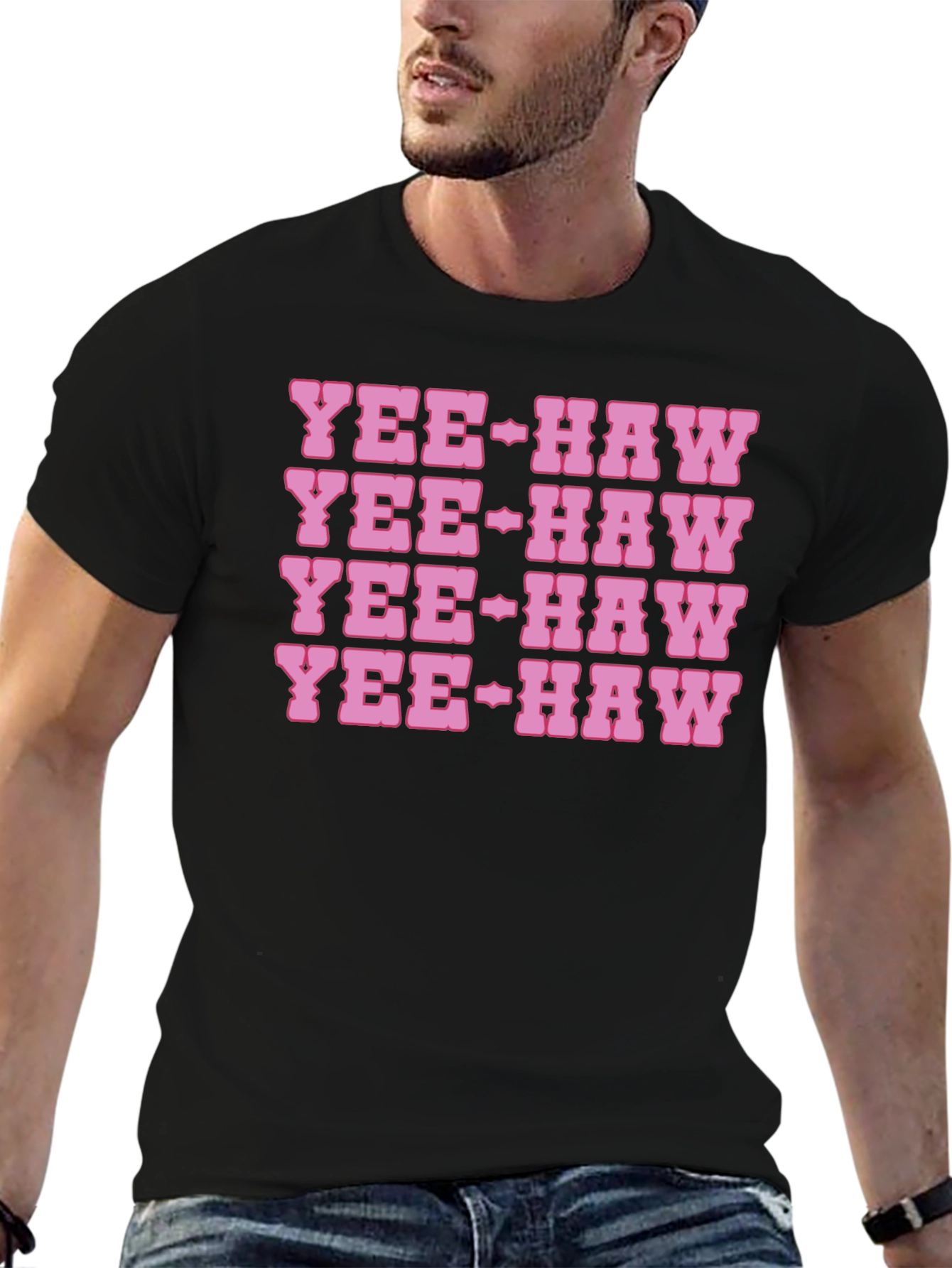 Yee-Haw Graphic Print Cotton T-Shirt