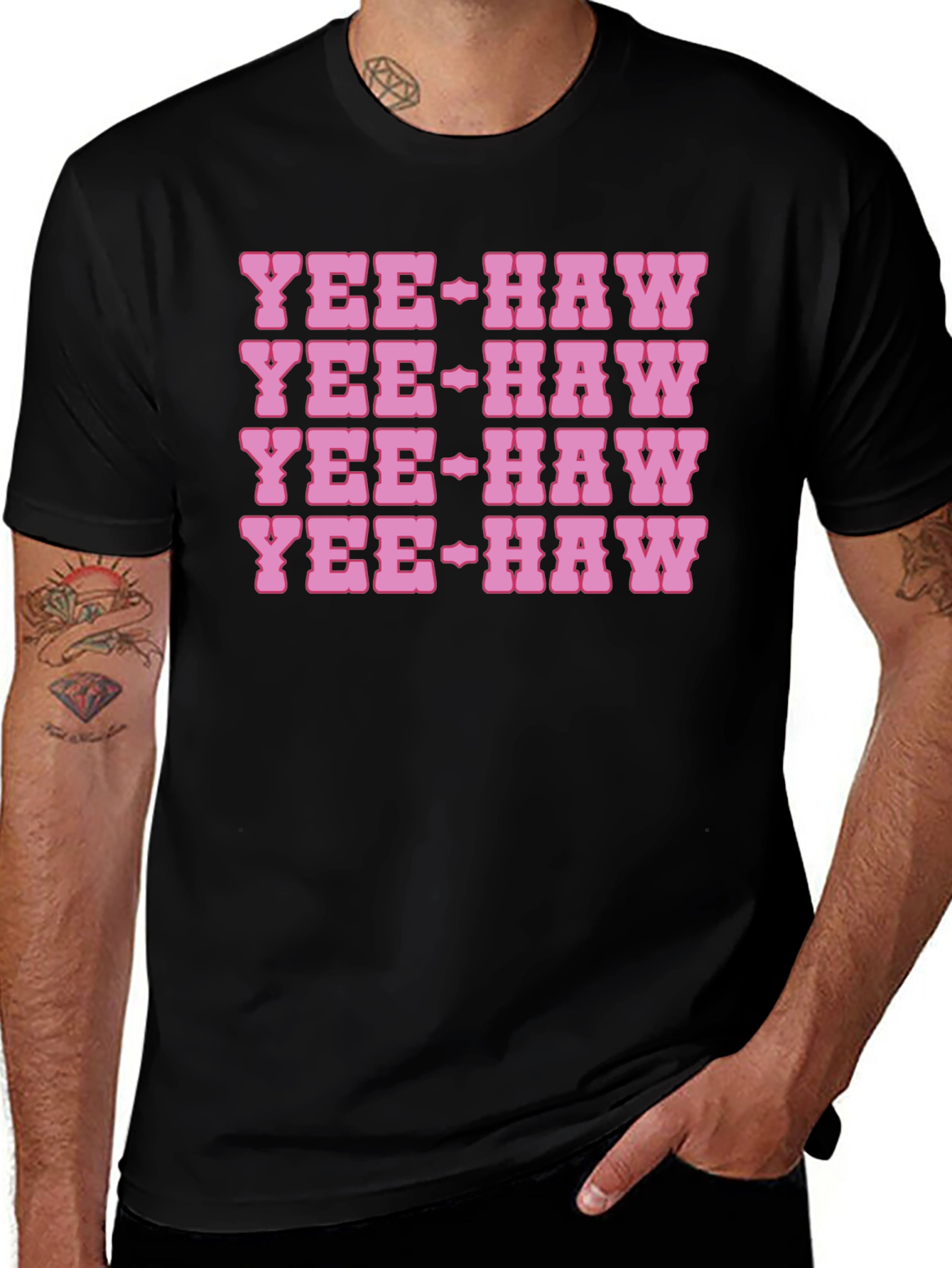 Yee-Haw Graphic Print Cotton T-Shirt