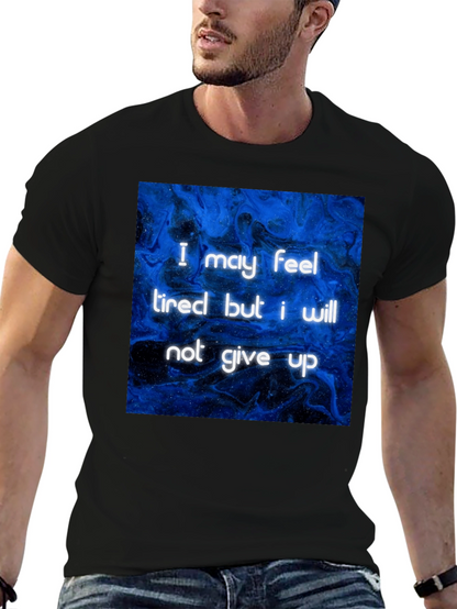 Inspirational Graphic Tee - Never Give Up Black T-Shirt