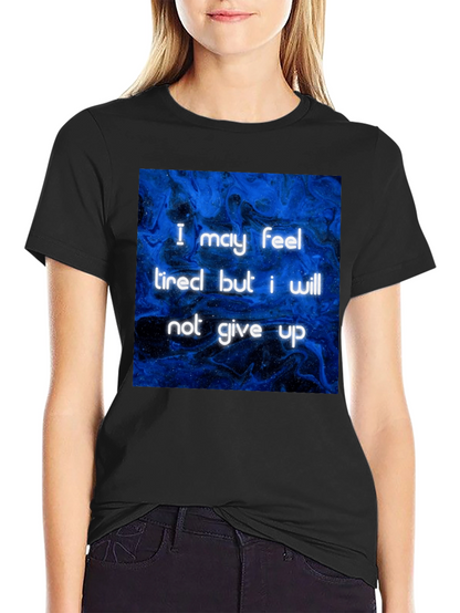 Inspirational Graphic Tee - Never Give Up Black T-Shirt