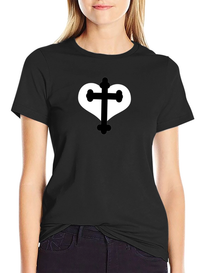 Heart Cross Graphic Tee - Stylish Casual Wear