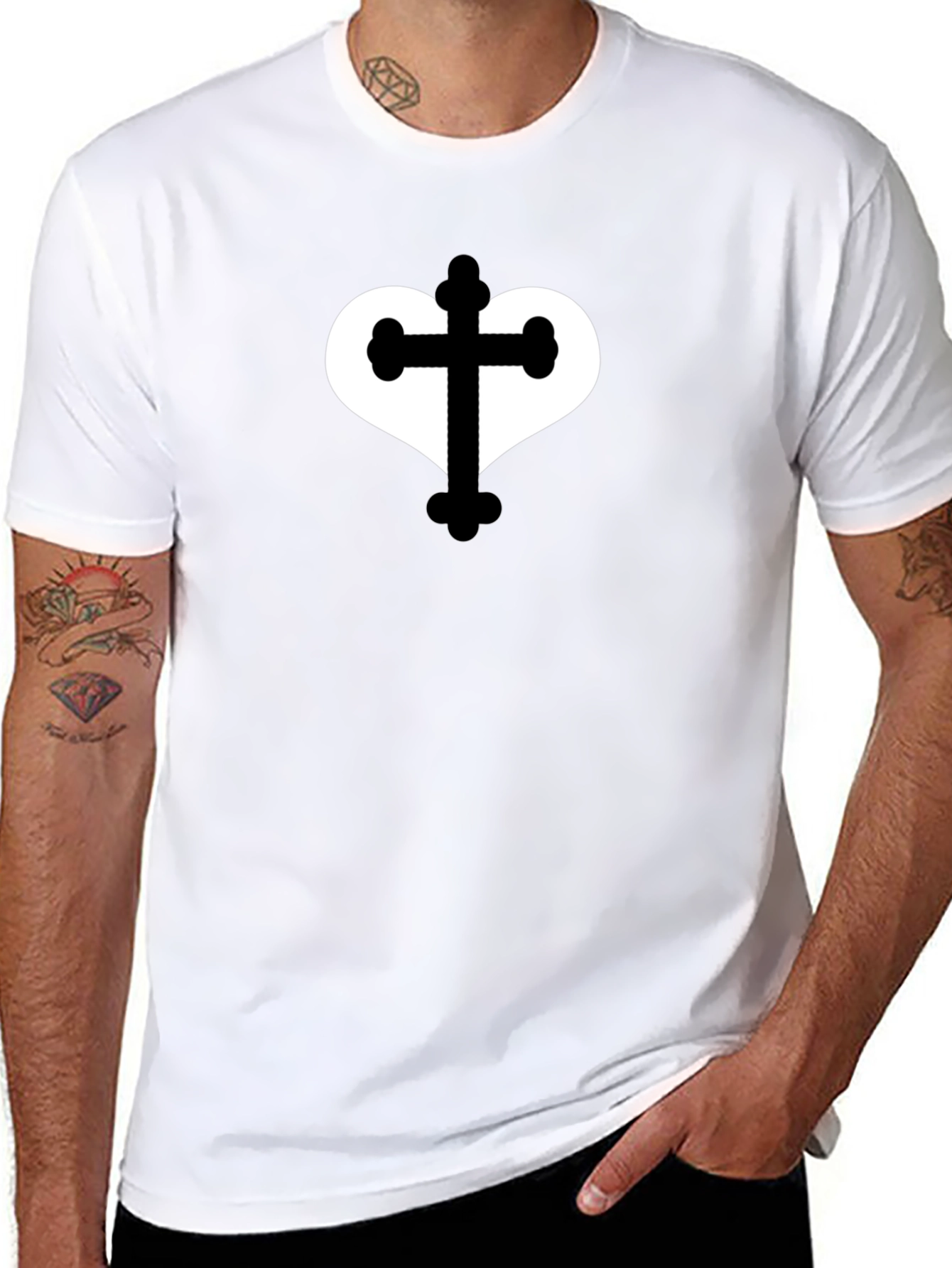 Heart Cross Graphic Tee - Stylish Casual Wear