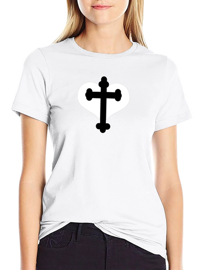 Heart Cross Graphic Tee - Stylish Casual Wear