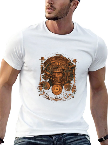 Steampunk Gear Design Black T-Shirt